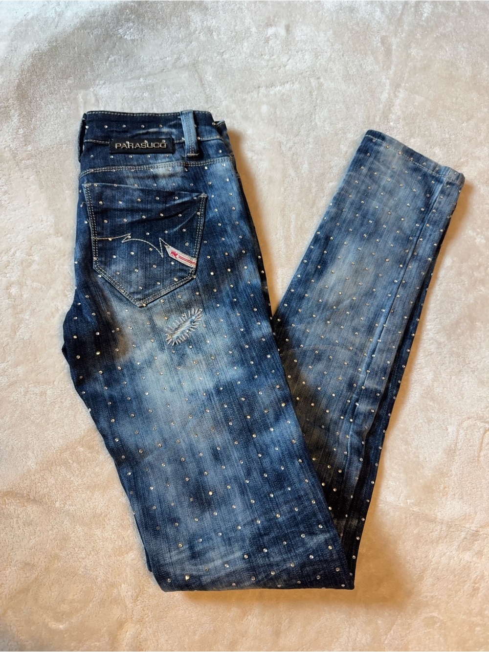 Parasuco Women's Dark Blue Studded Skinny Jeans